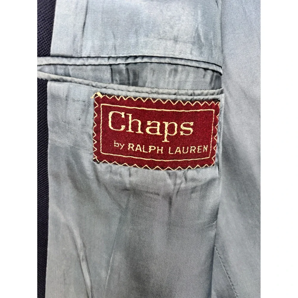 Chaps Ralph Lauren Mens Navy Blue 42R Blazer Gold Crest Buttons Hopsack Jacket